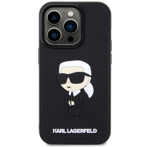 Etui Karl Lagerfeld KLHCP14L3DRKINK Apple iPhone 14 Pro czarny/black hardcase Rubber Ikonik 3D