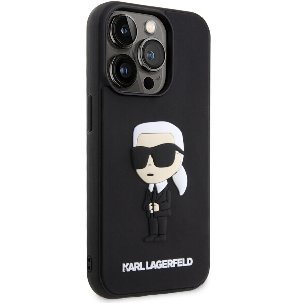 Kryt Karl Lagerfeld KLHCP14L3DRKINK Apple iPhone 14 Pro black hardcase Rubber Ikonik 3D