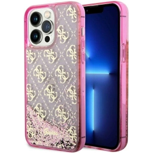 Etui Guess GUHCP14XLC4PSGP Apple iPhone 14 Pro Max różowy/pink hardcase Liquid Glitter 4G Transculent