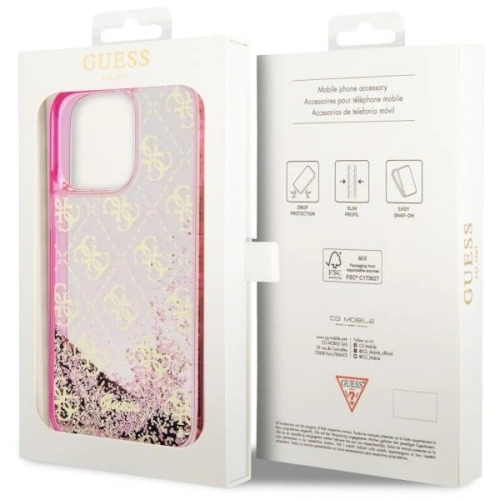Etui Guess GUHCP14XLC4PSGP Apple iPhone 14 Pro Max różowy/pink hardcase Liquid Glitter 4G Transculent
