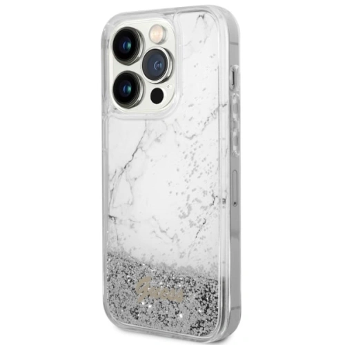 Etui Guess GUHCP14XLCSGSGH Apple iPhone 14 Pro Max biały/white hardcase Liquid Glitter Marble