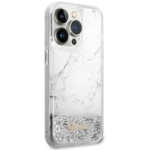 Etui Guess GUHCP14XLCSGSGH Apple iPhone 14 Pro Max biały/white hardcase Liquid Glitter Marble