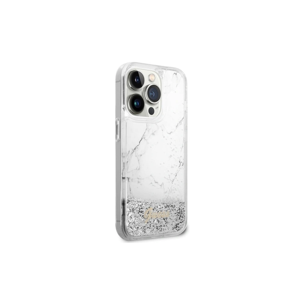 Hurtownia GSM - Etui Guess GUHCP14XLCSGSGH Apple iPhone 14 Pro Max bílý/white hardcase Liquid Glitter Marble - GUE2462 - {ean13} - Hurt