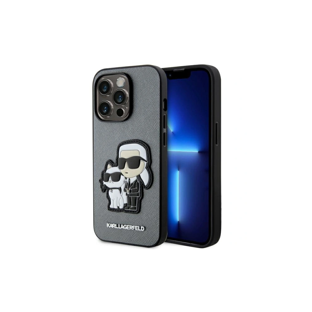 Hurtownia GSM - Etui Karl Lagerfeld KLHCP14LSANKCPG Apple iPhone 14 Pro Hardcase silber/silver Saffiano Karl & Choupette - KLD1544 - {ean13} - Hurt