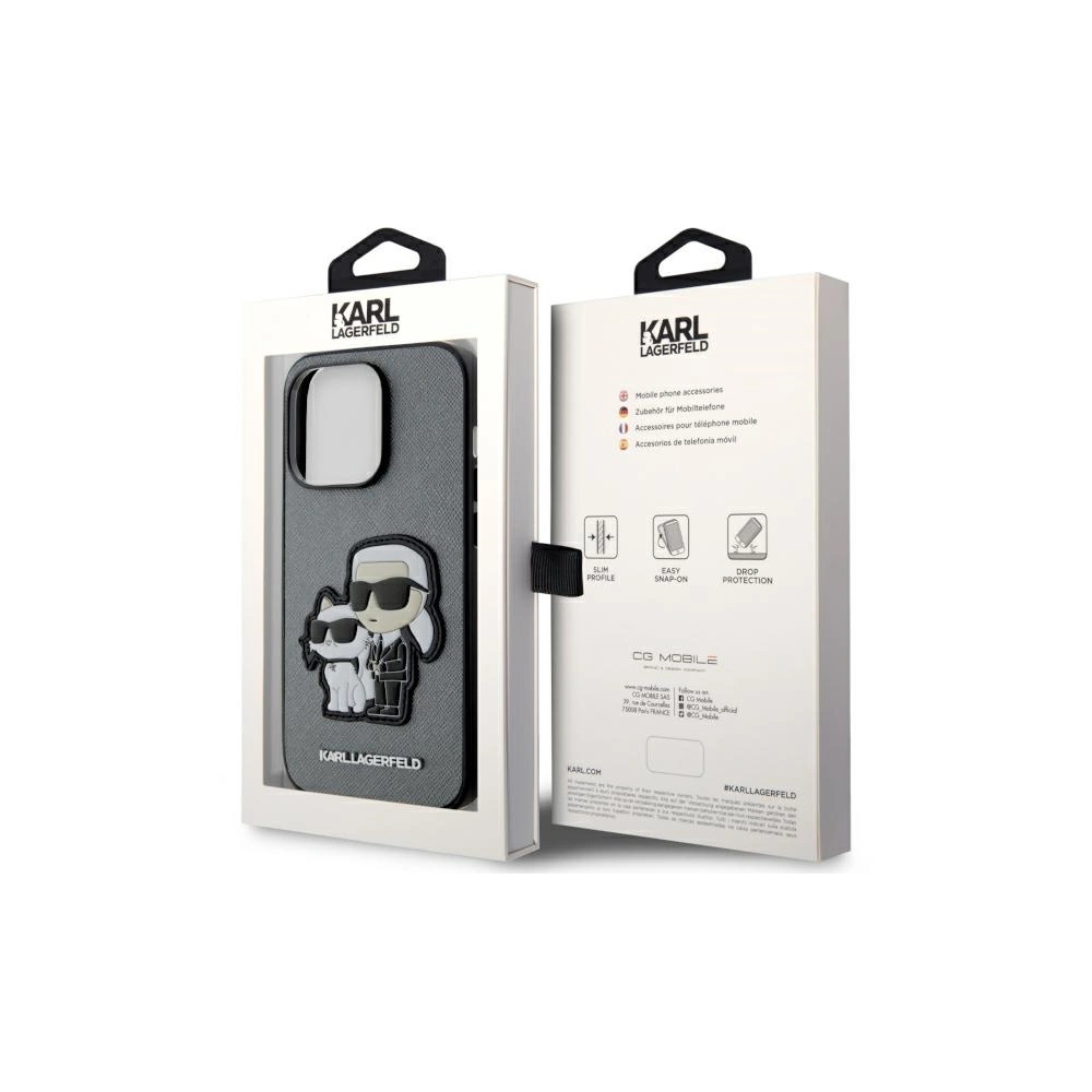 Hurtownia GSM - Etui Karl Lagerfeld KLHCP14LSANKCPG Apple iPhone 14 Pro Hardcase silber/silver Saffiano Karl & Choupette - KLD1544 - {ean13} - Hurt