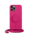 Etui Just Elegance PopGrip Apple iPhone 12/12 Pro růžový/orchidej květ 30090