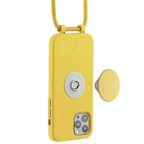 Etui Just Elegance PopGrip Apple iPhone 12/12 Pro żółty/rabbit`s paw 30089