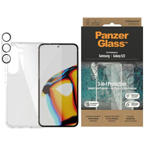 PanzerGlass Distributor - 5711724204333 - PZG24 - PanzerGlass Bundle 3in1 Samsung Galaxy S23 Hardcase + Screen Protector + Camera Lens 0433+7315 - B2B homescreen