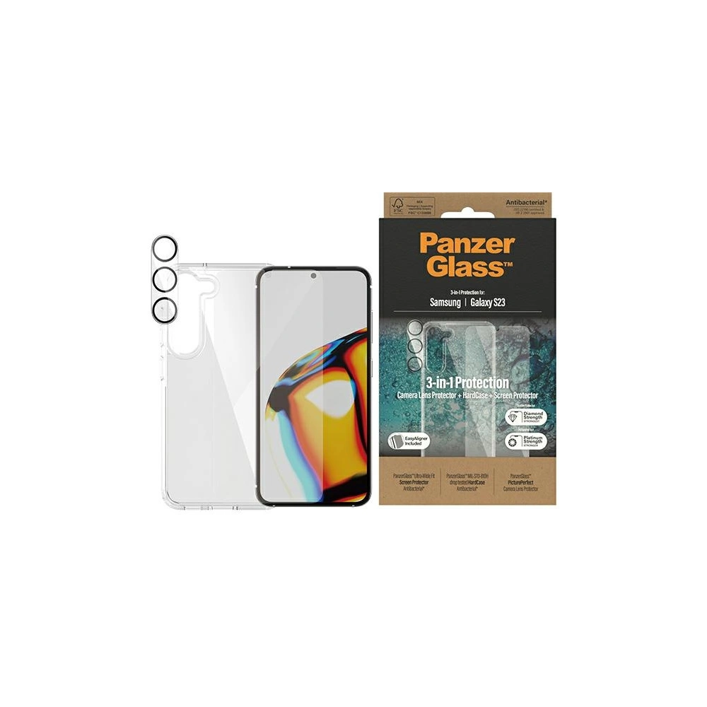 Hurtownia GSM - Zestav PanzerGlass Bundle 3in1 Samsung Galaxy S23 Hardcase + Ochranné sklo + Objektiv fotoaparátu 0433+7315 - PZG24 - {ean13} - Hurt