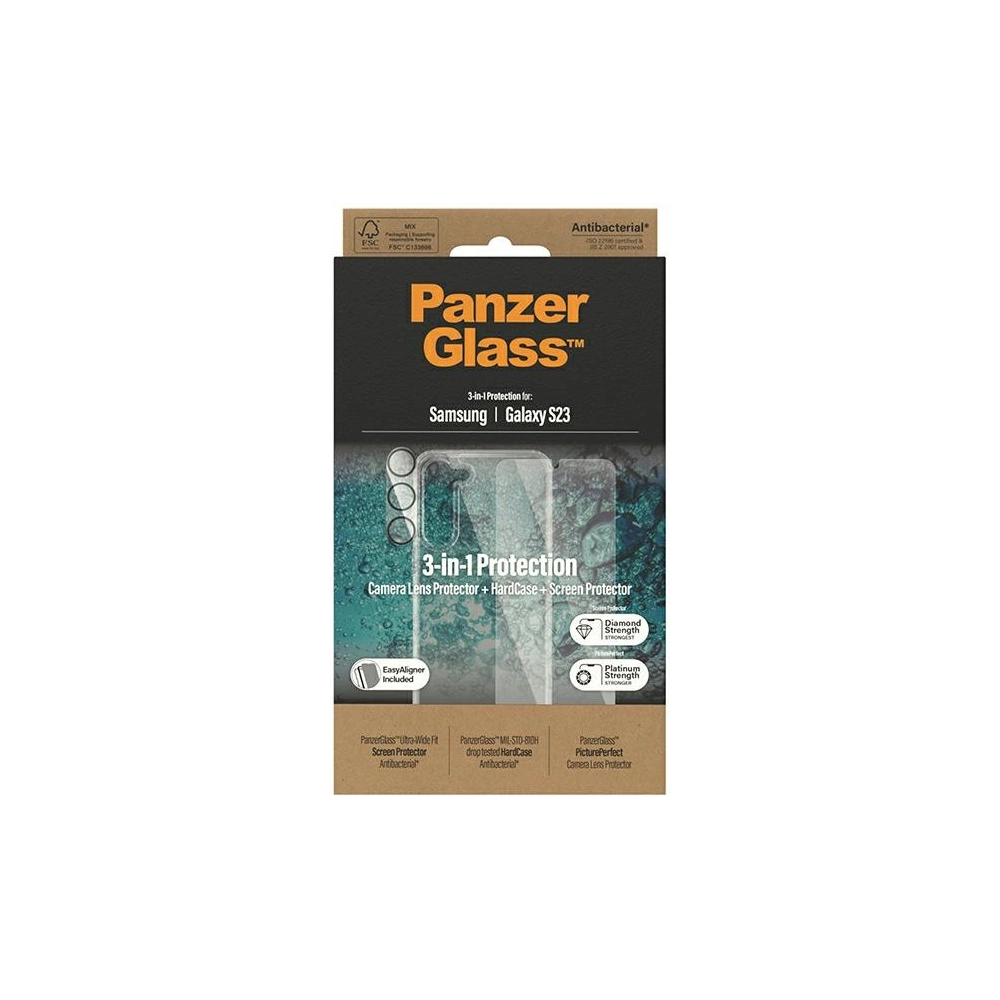 Hurtownia GSM - Zestav PanzerGlass Bundle 3in1 Samsung Galaxy S23 Hardcase + Ochranné sklo + Objektiv fotoaparátu 0433+7315 - PZG24 - {ean13} - Hurt