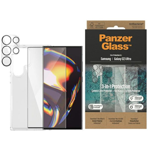 PanzerGlass Distributor - 5711724204357 - PZG25 - PanzerGlass Bundle 3in1 Samsung Galaxy S23 Ultra Hardcase + Screen Protector + Camera Lens 0435+7317 - B2B homescreen