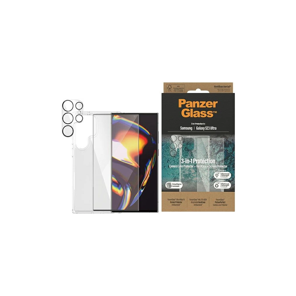 Hurtownia GSM - Zestav PanzerGlass Bundle 3in1 Samsung Galaxy S23 Ultra Hardcase + Protector de Ecran + Obiectiv pentru Cameră 0435+7317 - PZG25 - {ean13} - Hurt