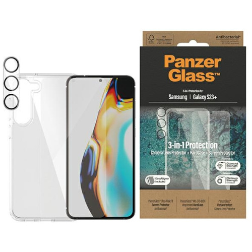 PanzerGlass Distributor - 5711724204340 - PZG26 - PanzerGlass Bundle 3in1 Samsung Galaxy S23+ Plus Hardcase + Screen Protector + Camera Lens 0434+7316 - B2B homescreen