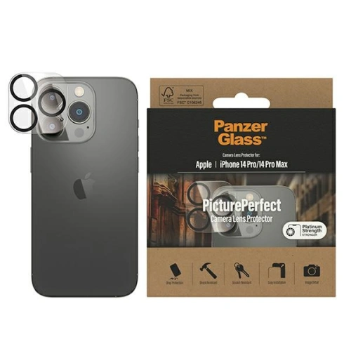 Szkło hartowane na obiektyw aparatu PanzerGlass Camera Protector Apple iPhone 14 Pro/14 Pro Max Platinium Strength 0400