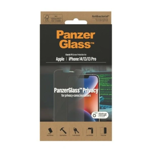 Szkło hartowane PanzerGlass Classic Fit Apple iPhone 14/13/13 Pro Privacy Screen Protection Antibacterial P2767