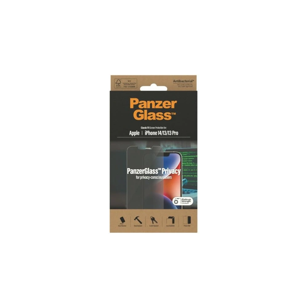 Wholesale PanzerGlass Classic Fit Apple iPhone 14/13/13 Pro Privacy Screen Protection Antibacterial P2767 - PZG31 - {ean13} - Hurt