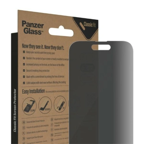 Szkło hartowane PanzerGlass Classic Fit Apple iPhone 14 Pro Privacy Screen Protection Antibacterial P2768