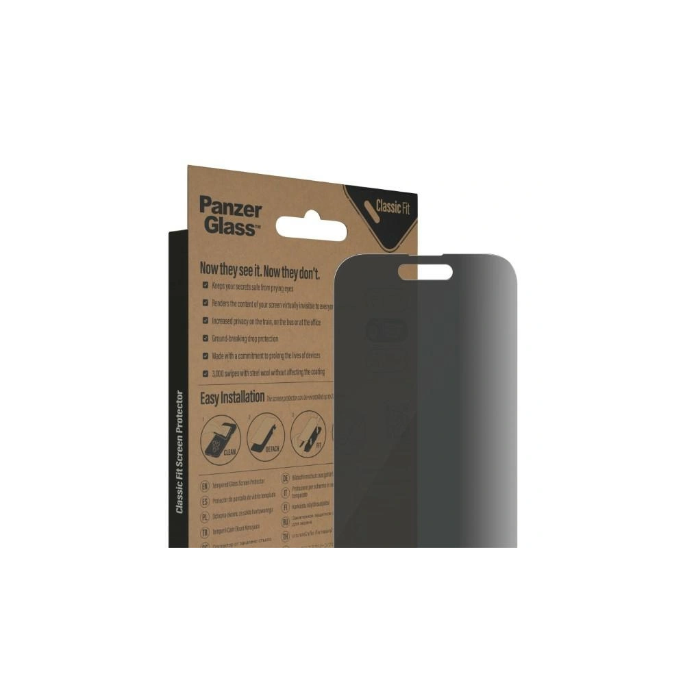 Hurtownia GSM - Sklo tvrzené PanzerGlass Classic Fit Apple iPhone 14 Pro Ochrana soukromí Antibakteriální P2768 - PZG33 - {ean13} - Hurt