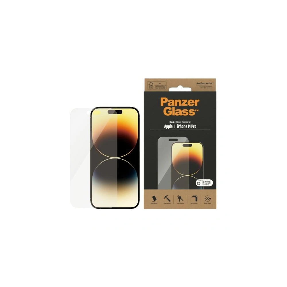 Hurtownia GSM - Gehärtetes Glas PanzerGlass Classic Fit Apple iPhone 14 Pro Bildschirm Schutz Antibakteriell 2768 - PZG34 - {ean13} - Hurt