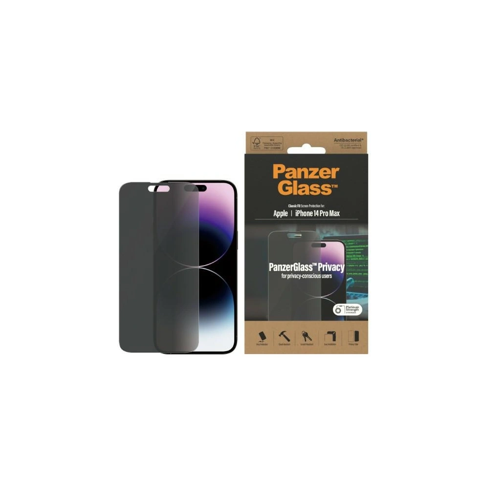 Hurtownia GSM - Szkło hartowane PanzerGlass Classic Fit Apple iPhone 14 Pro Max Privacy Screen Protection Antibacterial P2770 - PZG35 - {ean13} - Hurt