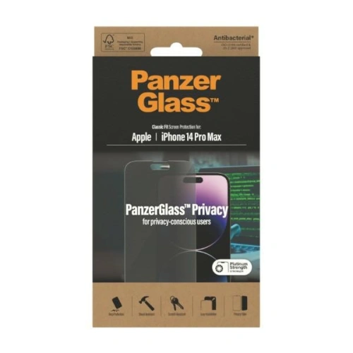 Szkło hartowane PanzerGlass Classic Fit Apple iPhone 14 Pro Max Privacy Screen Protection Antibacterial P2770