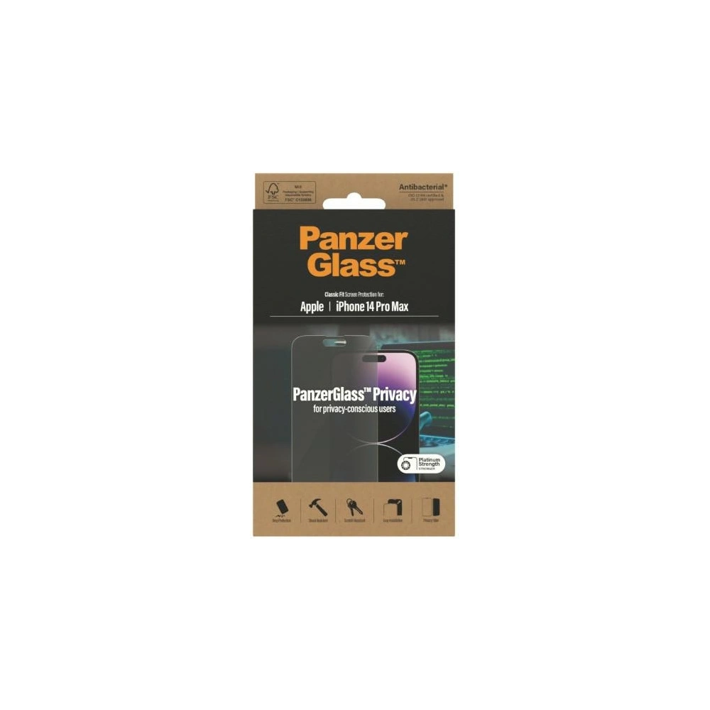 Hurtownia GSM - Szkło hartowane PanzerGlass Classic Fit Apple iPhone 14 Pro Max Privacy Screen Protection Antibacterial P2770 - PZG35 - {ean13} - Hurt