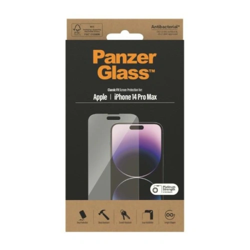 Szkło hartowane PanzerGlass Classic Fit Apple iPhone 14 Pro Max Screen Protection Antibacterial 2770