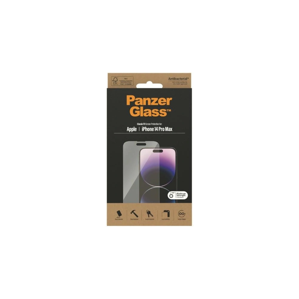 Hurtownia GSM - Szkło hartowane PanzerGlass Classic Fit Apple iPhone 14 Pro Max Screen Protection Antibacterial 2770 - PZG36 - {ean13} - Hurt