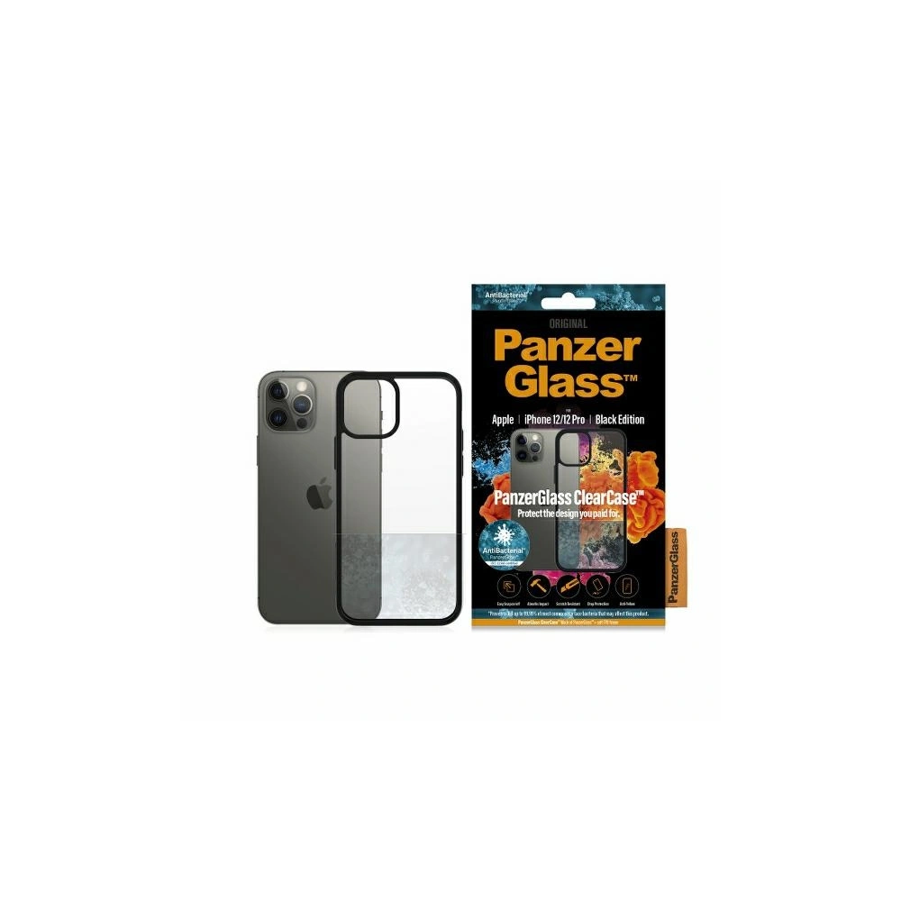 Hurtownia GSM - Etui PanzerGlass ClearCase Apple iPhone 12/12 Pro Antibakteriális fekete/black - PZG67 - {ean13} - Hurt