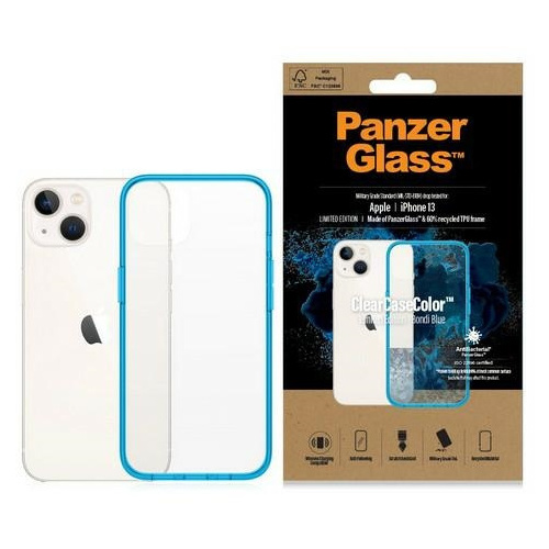 PanzerGlass Distributor - 5711724003318 - PZG76 - PanzerGlass ClearCase Apple iPhone 13 Antibacterial Military grade Bondi Blue 0331 - B2B homescreen
