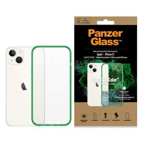 Hurtownia PanzerGlass - 5711724003349 - PZG78 - Etui PanzerGlass ClearCase Apple iPhone 13 Antibacterial Military grade Lime 0334 - B2B homescreen