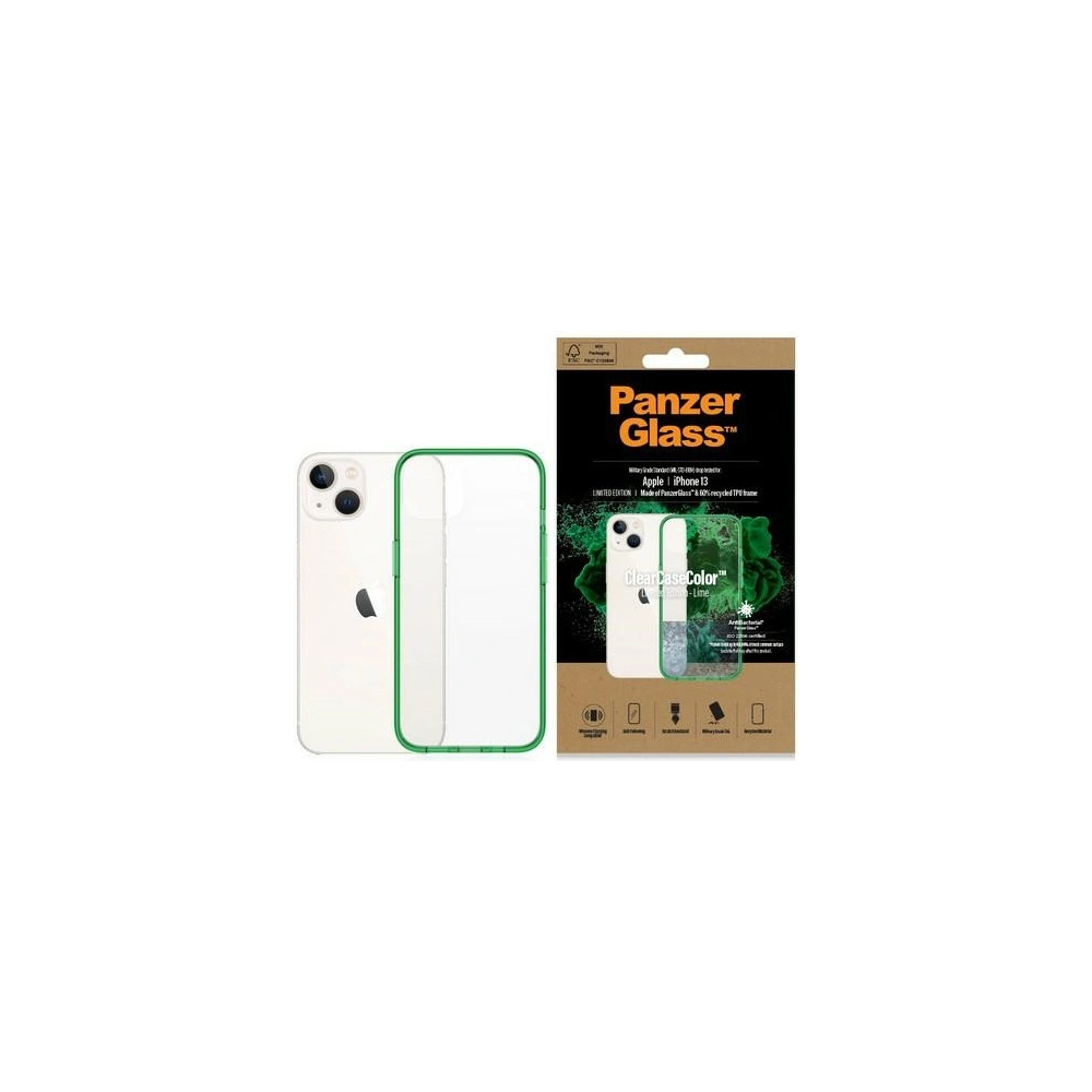 Hurtownia GSM - Etui PanzerGlass ClearCase Apple iPhone 13 Antibacterian de grad militar Lime 0334 - PZG78 - {ean13} - Hurt