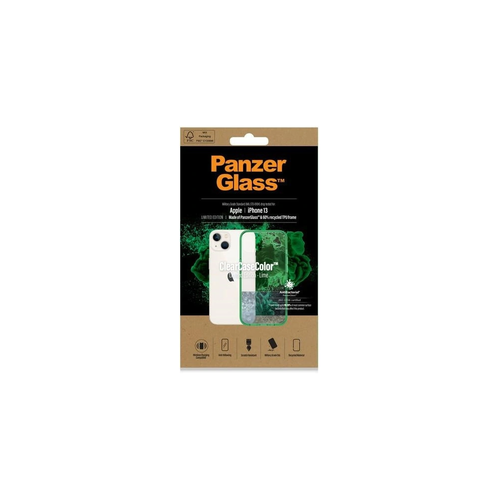 Hurtownia GSM - Etui PanzerGlass ClearCase Apple iPhone 13 Antibacterian de grad militar Lime 0334 - PZG78 - {ean13} - Hurt