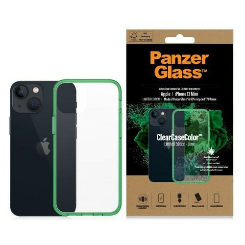 PanzerGlass Distributor - 5711724003295 - PZG84 - PanzerGlass ClearCase Apple iPhone 13 mini Antibacterial Military grade Lime 0329 - B2B homescreen