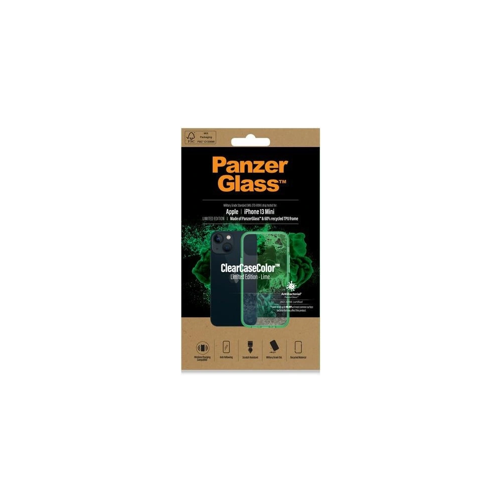 Hurtownia GSM - Etui PanzerGlass ClearCase Apple iPhone 13 mini Antibacterian de grad militar Lime 0329 - PZG84 - {ean13} - Hurt