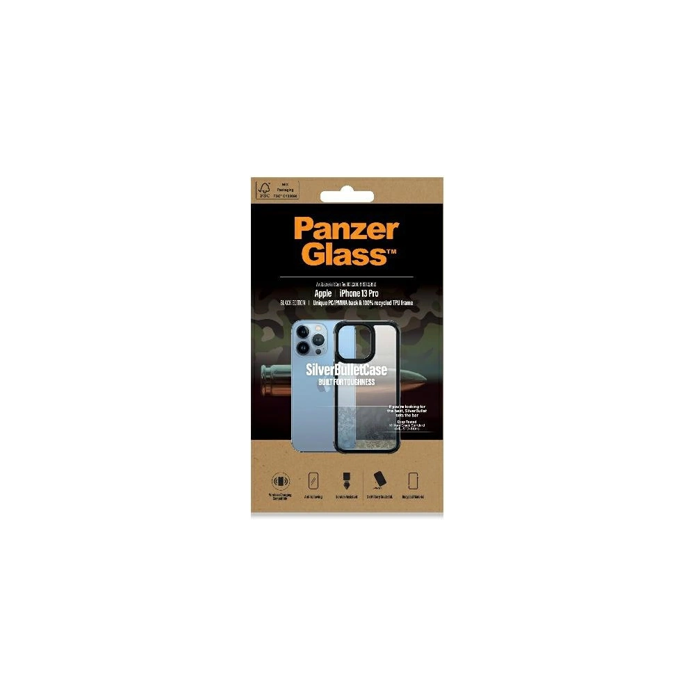 Wholesale PanzerGlass ClearCase Apple iPhone 13 Pro black Antibacterial Military grade SilverBullet 0324 - PZG90 - {ean13} - Hurt