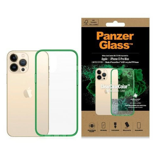 PanzerGlass Distributor - 5711724003448 - PZG94 - PanzerGlass ClearCase Apple iPhone 13 Pro Max Antibacterial Military grade Lime 0344 - B2B homescreen