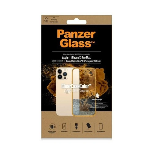 Etui PanzerGlass ClearCase Apple iPhone 13 Pro Max Antibacterial Military grade Tangerine 0343