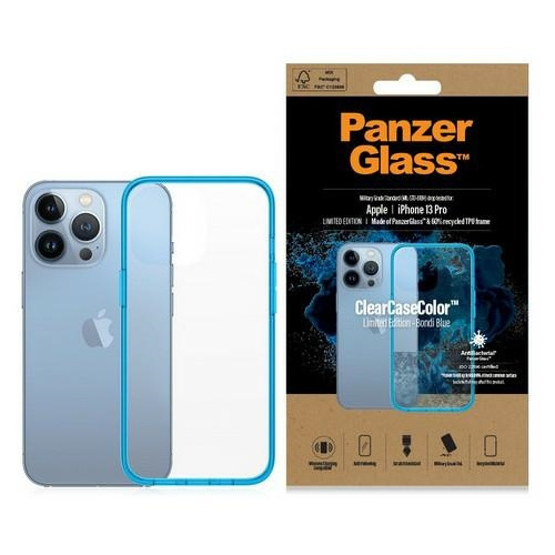 PanzerGlass Distributor - 5711724003363 - PZG98 - PanzerGlass ClearCase Apple iPhone 13 Pro Antibacterial Military grade Bondi Blue 0336 - B2B homescreen