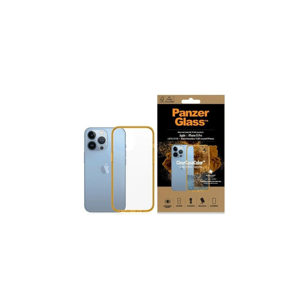 Hurtownia GSM - Etui PanzerGlass ClearCase Apple iPhone 13 Pro Antibacterian Grad militar Tangerine 0338 - PZG101 - {ean13} - Hurt