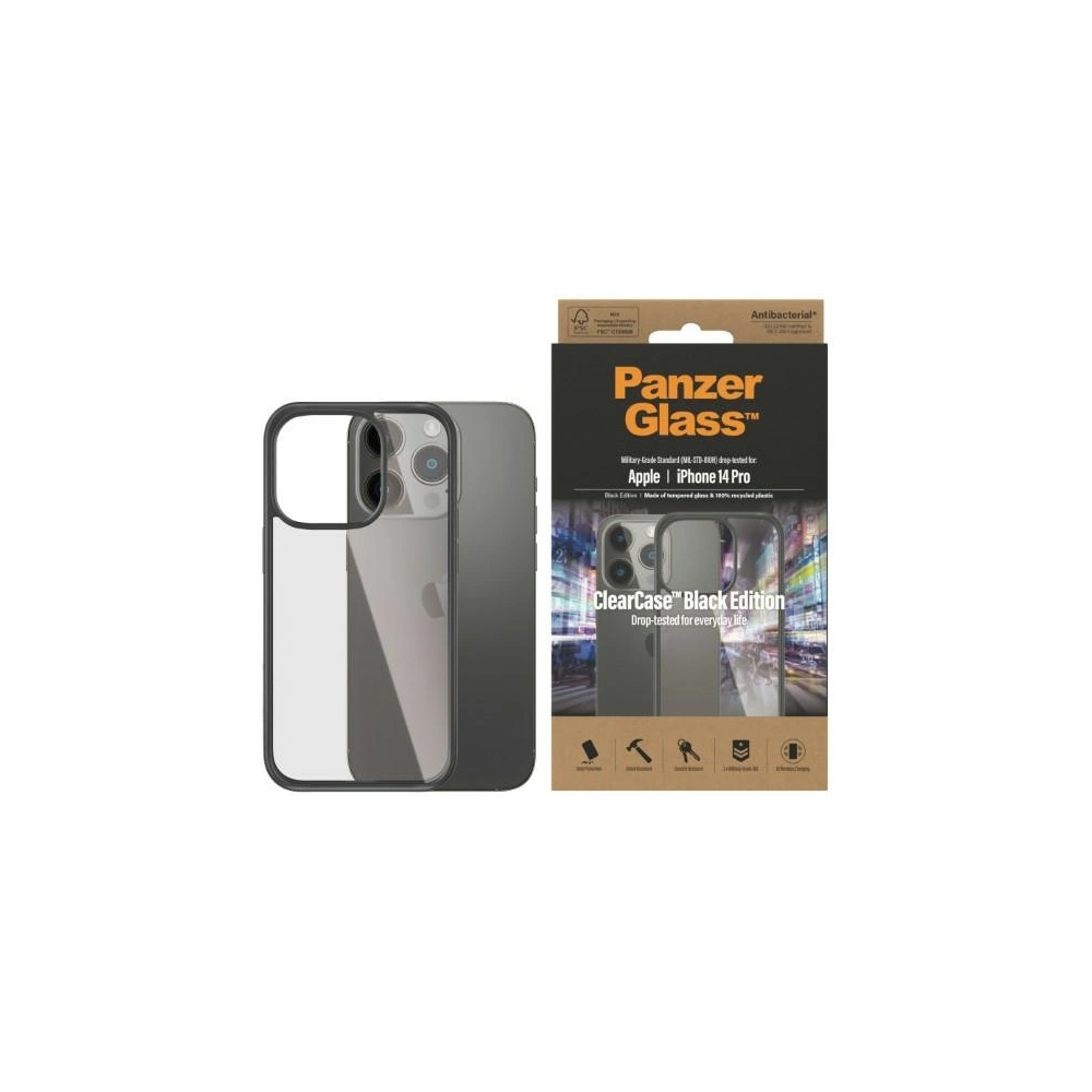 Hurtownia GSM - Etui PanzerGlass ClearCase Apple iPhone 14 Pro Antibacterian negru/black 0406 - PZG103 - {ean13} - Hurt