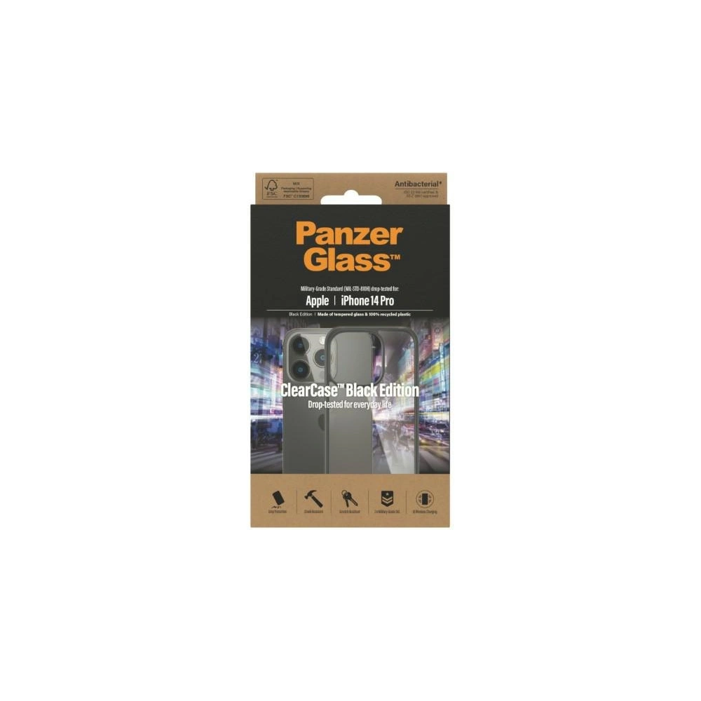 Hurtownia GSM - Etui PanzerGlass ClearCase Apple iPhone 14 Pro Antibakteriální černý/black 0406 - PZG103 - {ean13} - Hurt