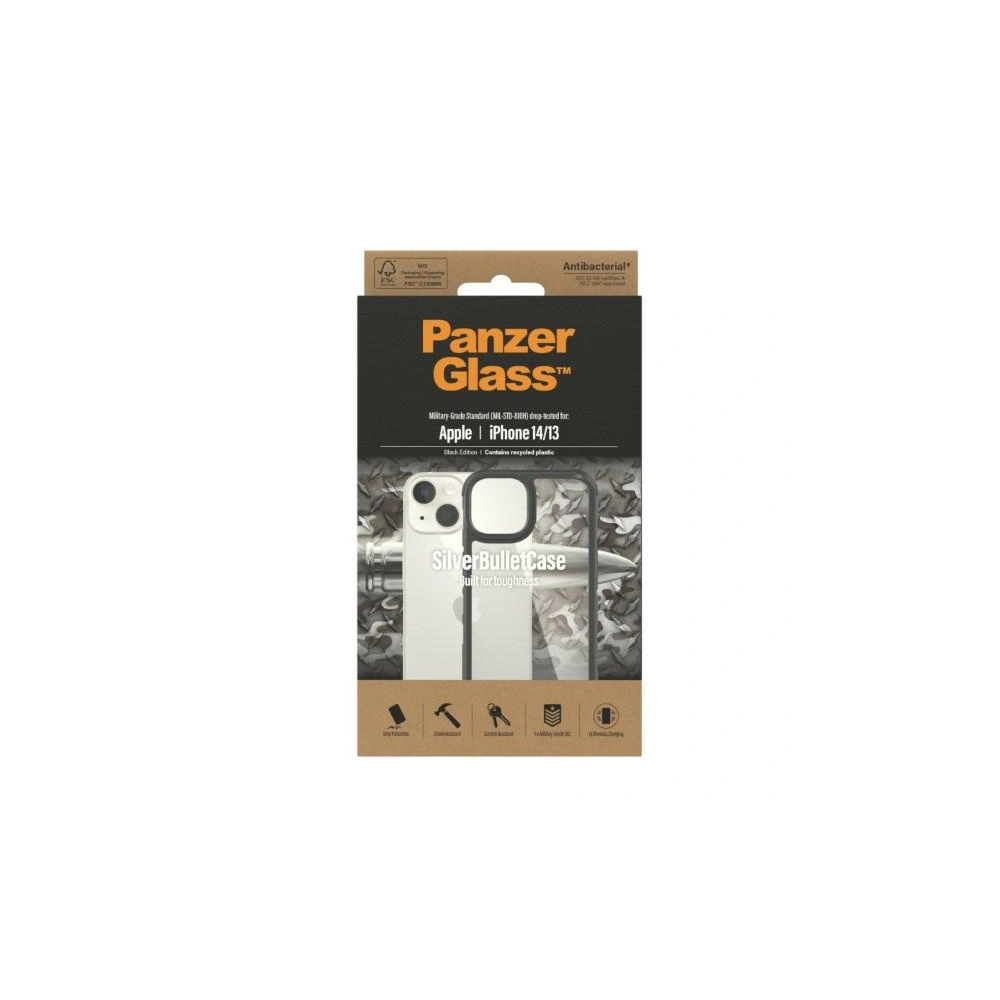 Wholesale PanzerGlass ClearCase Apple iPhone 14/13 black Antibacterial Military grade SilverBullet 0421 - PZG105 - {ean13} - Hurt