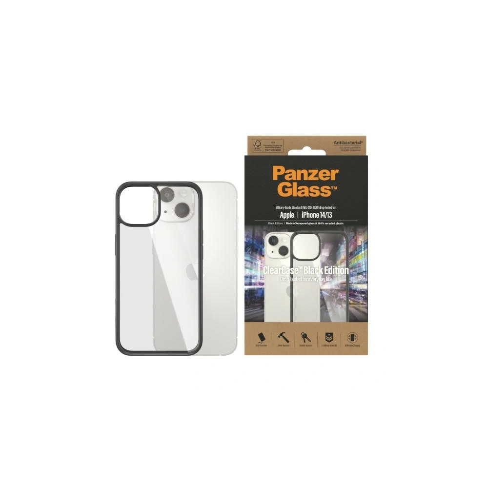 Hurtownia GSM - Etui PanzerGlass ClearCase Apple iPhone 14/13 Antibacterial czarny/black 0405 - PZG106 - {ean13} - Hurt