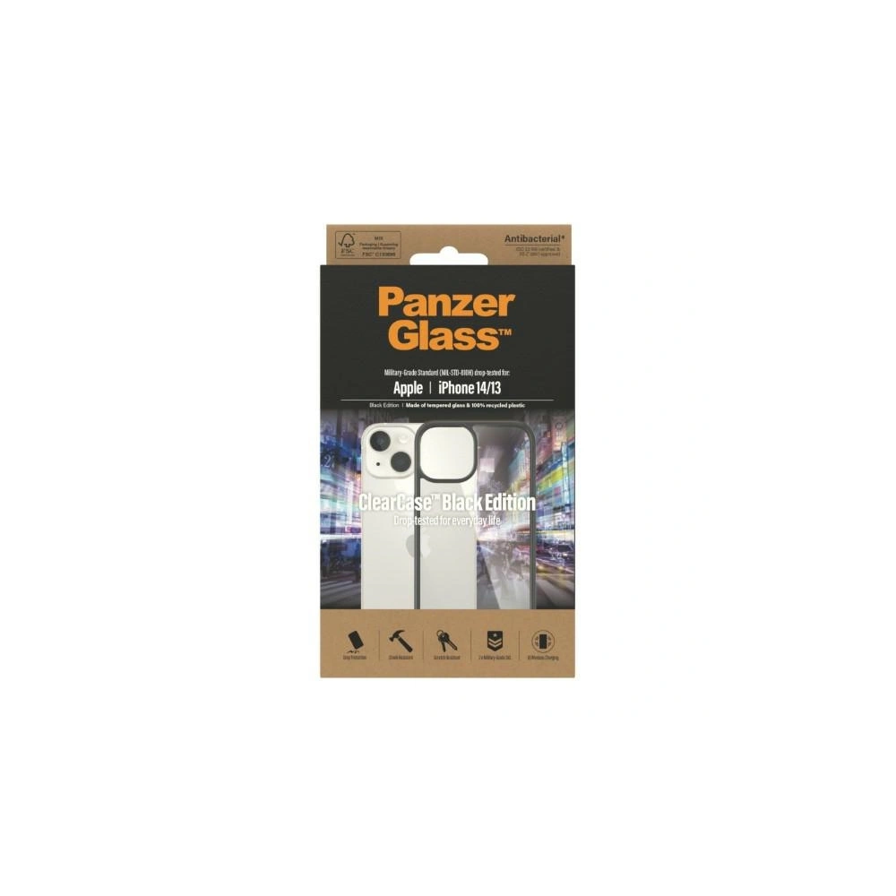 Wholesale PanzerGlass ClearCase Apple iPhone 14/13 Antibacterial black 0405 - PZG106 - {ean13} - Hurt