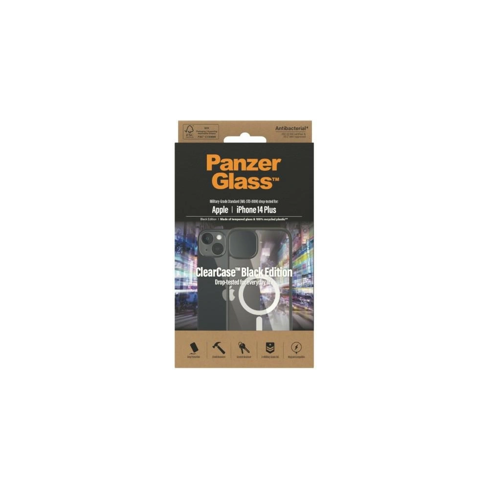 Wholesale PanzerGlass ClearCase MagSafe Apple iPhone 14 Plus / 15 Plus Antibacterial black 0415 - PZG111 - {ean13} - Hurt