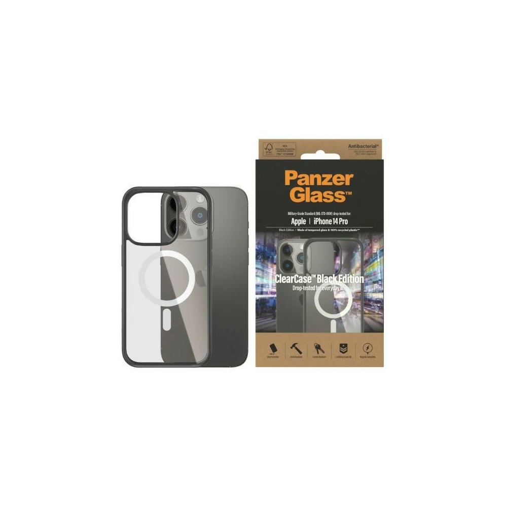 Hurtownia GSM - Etui PanzerGlass ClearCase MagSafe Apple iPhone 14 Pro Antibacterial negru/black 0414 - PZG112 - {ean13} - Hurt