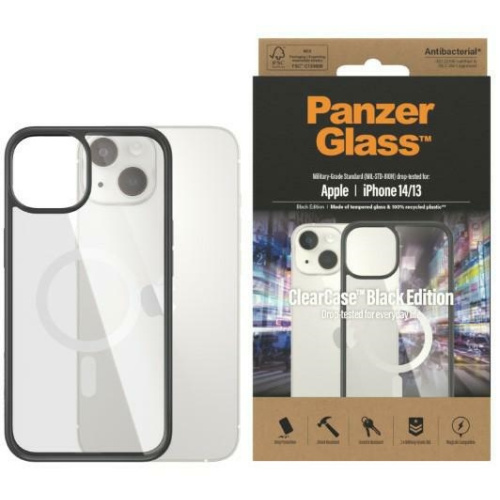 Hurtownia PanzerGlass - 5711724004131 - PZG114 - Etui PanzerGlass ClearCase MagSafe Apple iPhone 14/13 Antibacterial czarny/black 0413 - B2B homescreen