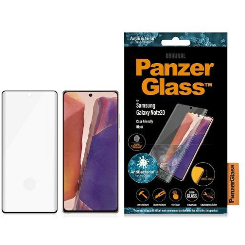 PanzerGlass Distributor - 5711724072369 - PZG132 - PanzerGlass Curved Super+ Samsung Galaxy Note 20 Case Friendly Finger Print AntiBacterial black - B2B homescreen