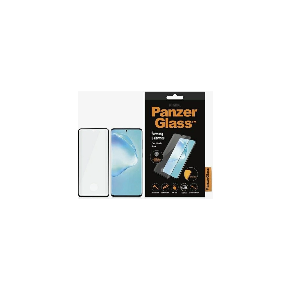 Hurtownia GSM - Edzett üveg PanzerGlass Curved Super+ Samsung Galaxy S20 Case Friendly Ujjlenyomat fekete/black - PZG136 - {ean13} - Hurt